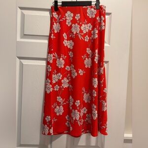 Sanctuary Red Maxi Skirt with White Floral Print